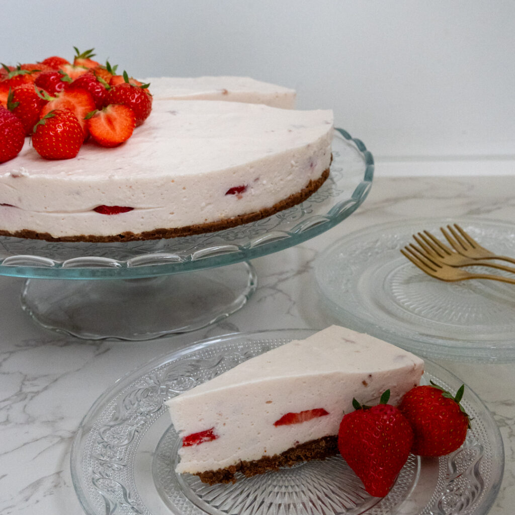 Aardbeien kwark taart