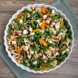 Orzo sperziebonen salade