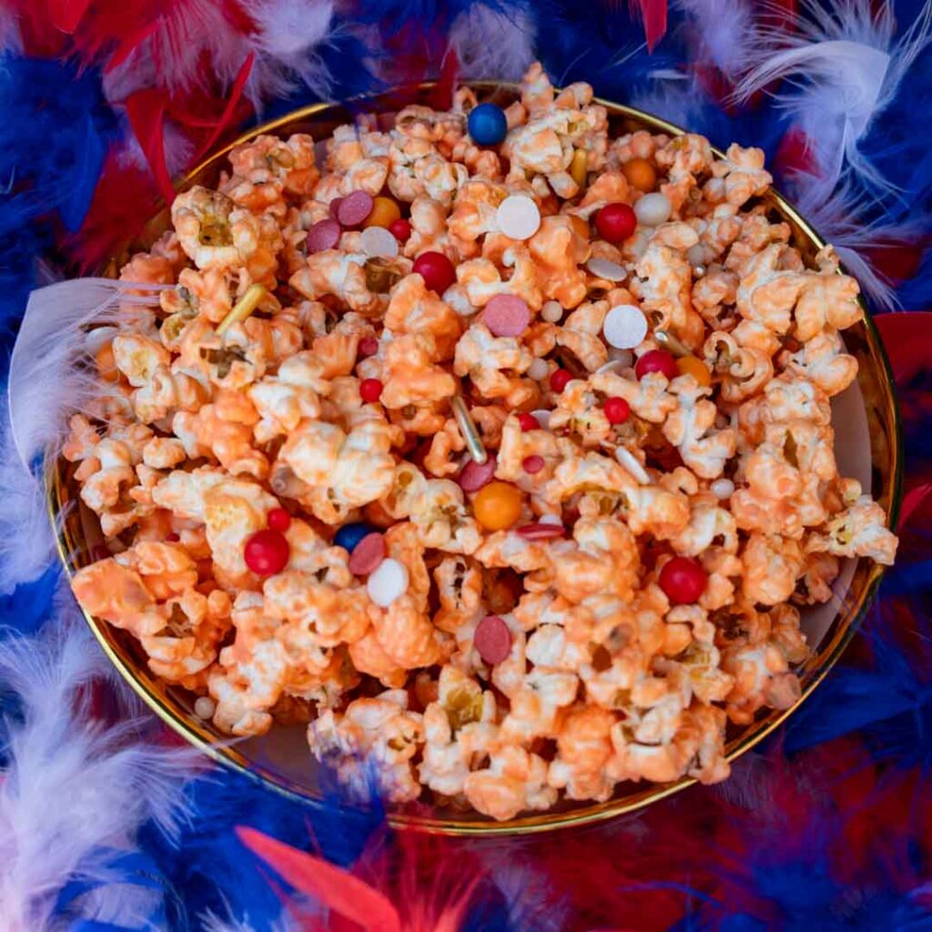 Oranje popcorn Baksels by Mandy