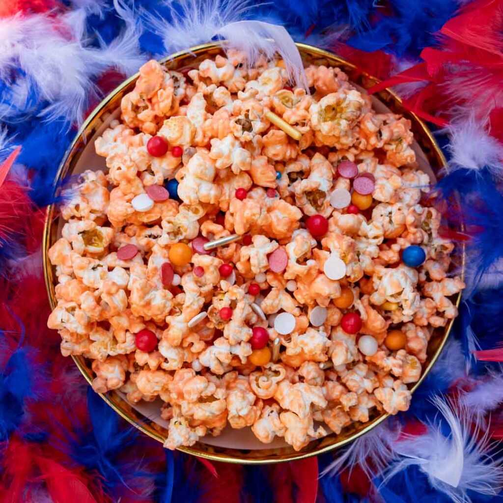 Oranje popcorn Baksels by Mandy