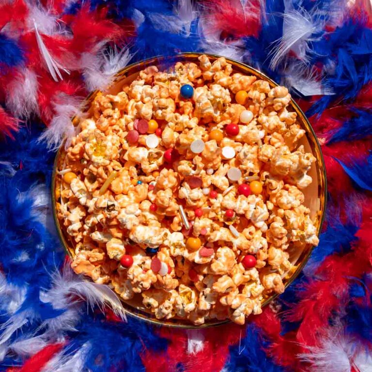 Oranje popcorn Baksels by Mandy